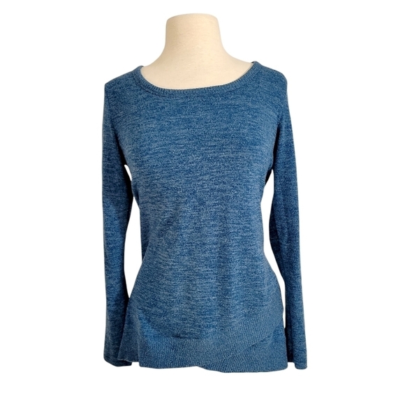 Mod-O-Doc Teal Marled Knit Crossover Layered Long Sweater - Picture 1 of 8